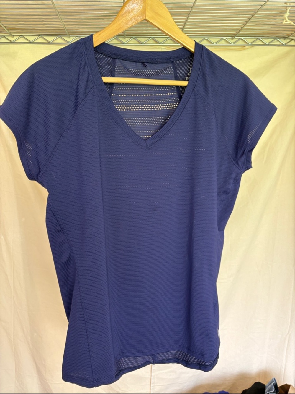 Prana Navy Short Sleeve V-Neck Performance Tee